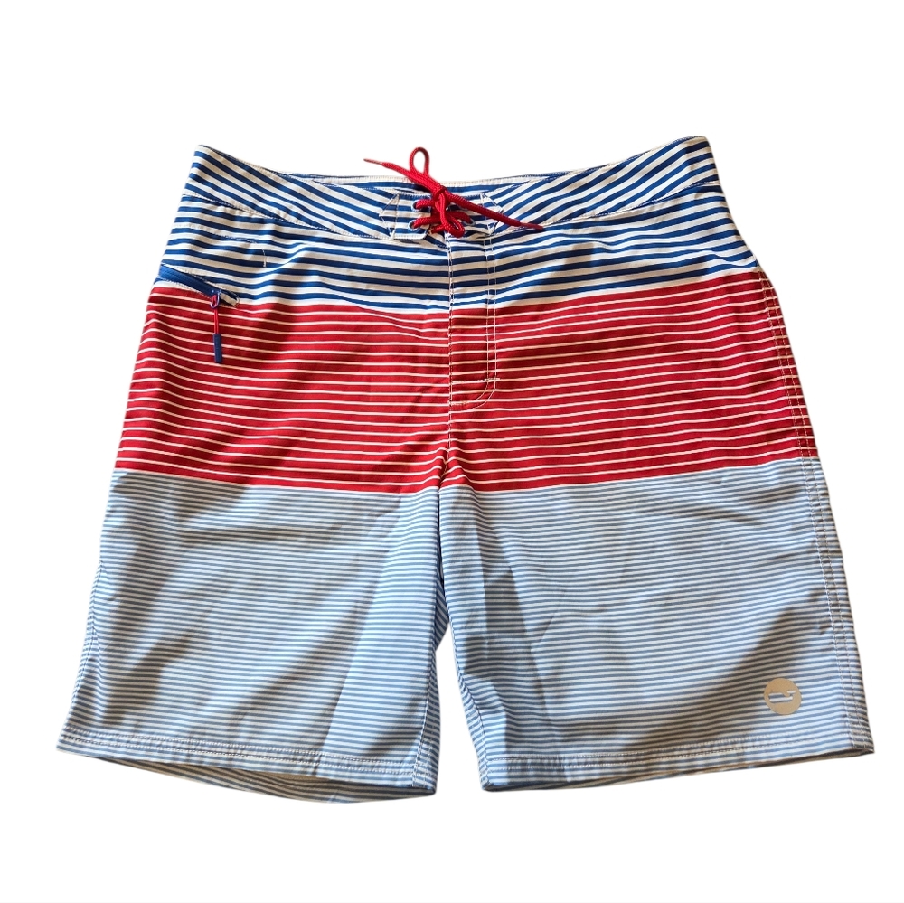 Vineyard Vines Men's Striped Board Shorts Size 34 Red, White, Blue Vacation